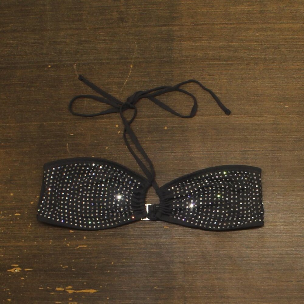 Significant Other Womens Niah Embellished Bikini Top SN2414T-F1 Charcoal Gray 10